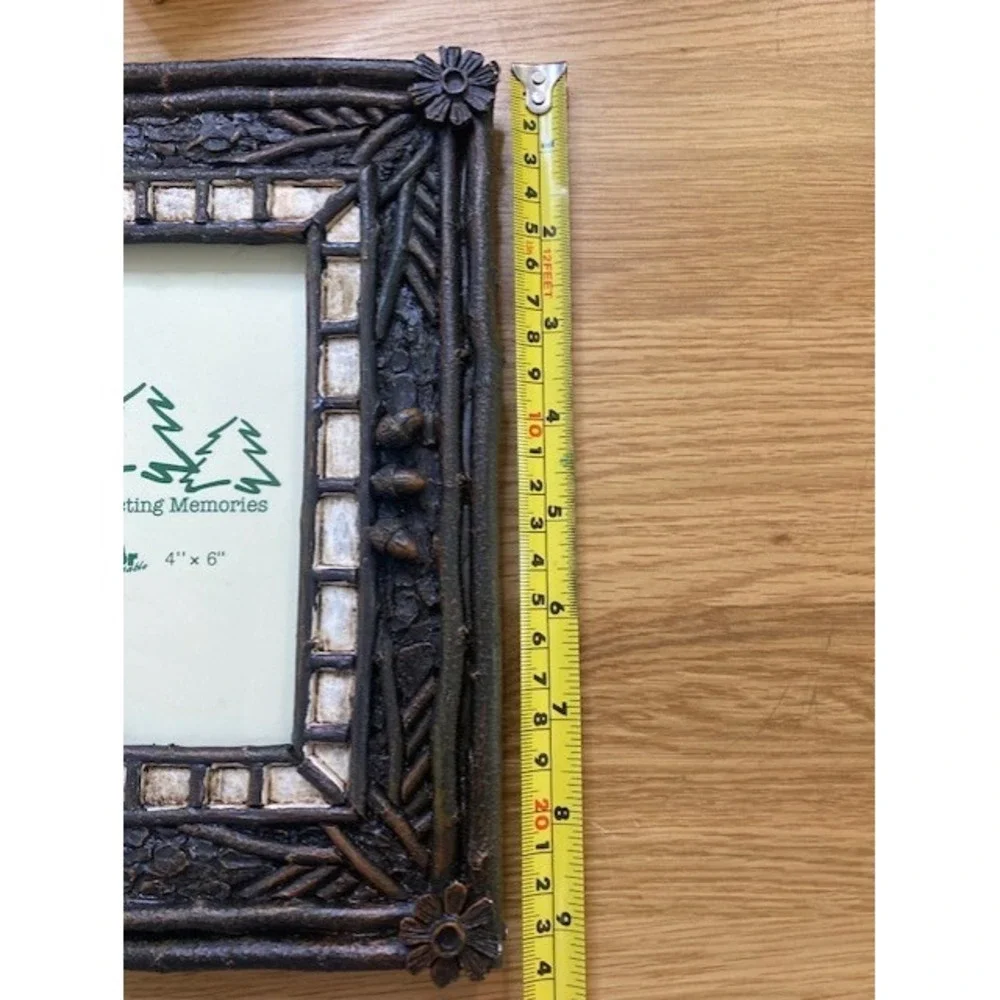 Wilcor Rustic Faux Twig Picture Frame 4x6 Bears Excellent Acorn Floral Cabin